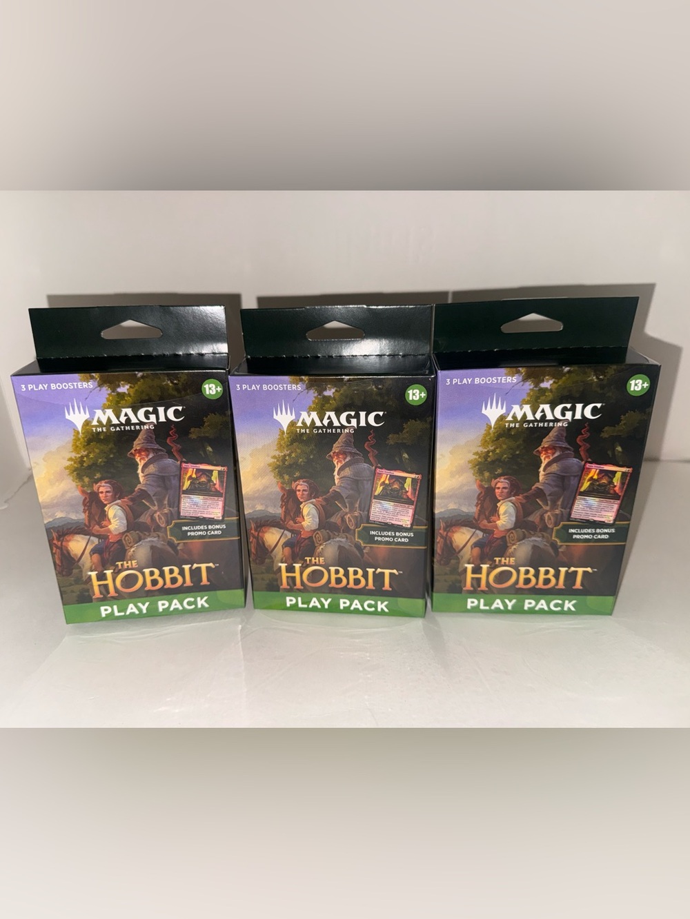 LOT OF 3 Magic The Gathering TCG The Hobbit Play Pack Includes Promo